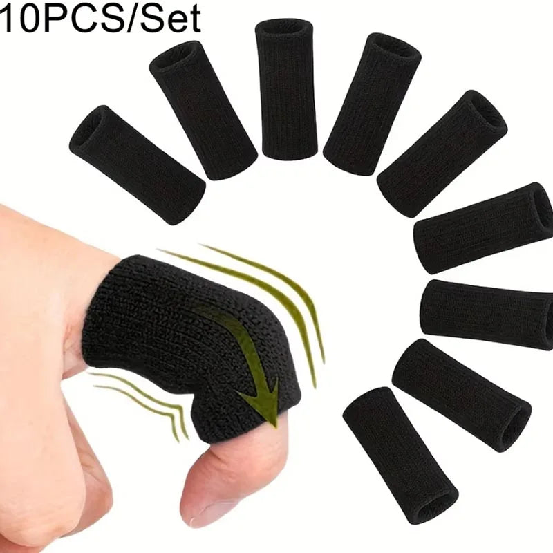 10PCS Finger Protection Arthritis Support Thumb Brace Protector Finger Guard Fitness Sport Basketball Gym Elastic Finger Sleeves